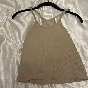 tan ribbed crop top